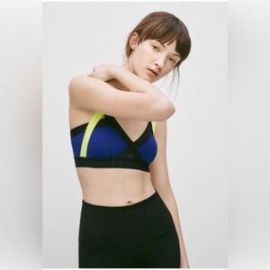 Community Sports Bra from Aritzia in Lime Green, Navy & Black